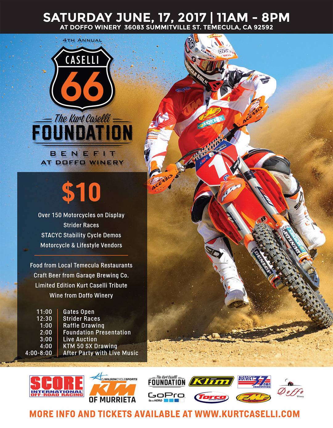 Saturday, June 17 - 4th Annual MotoDoffo Event Benefiting The Kurt Caselli Foundation Hosted by Doffo Winery